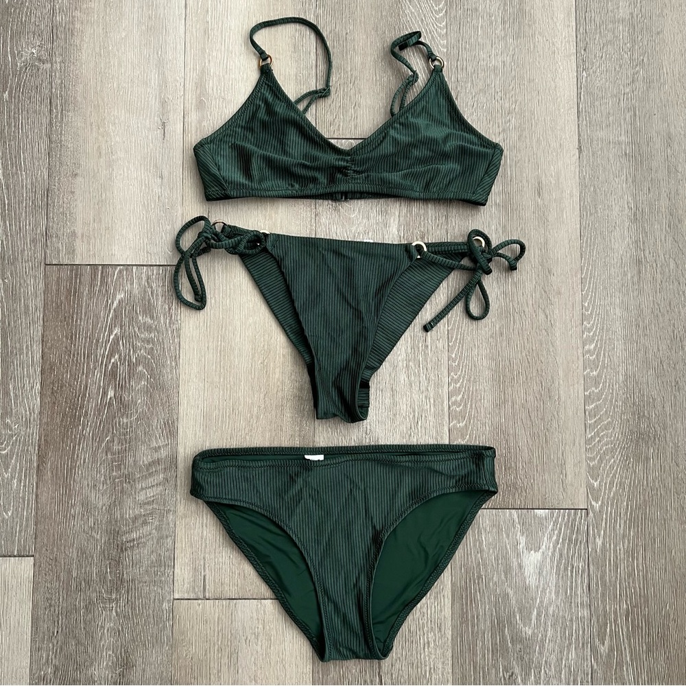 Aerie Shine Rib Bikini Set in Sycamore